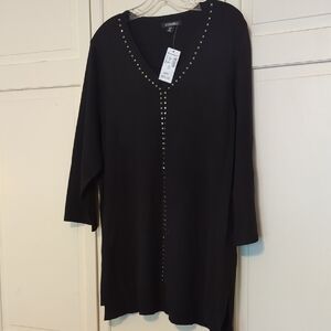 Roz & Ali Black Tunic with Silver Accents